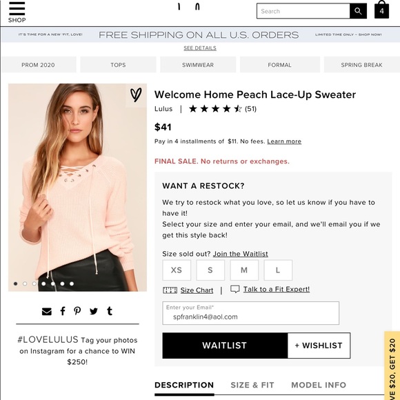 Lulus Welcome Home Peach Lace-Up Sweater - Picture 4 of 6